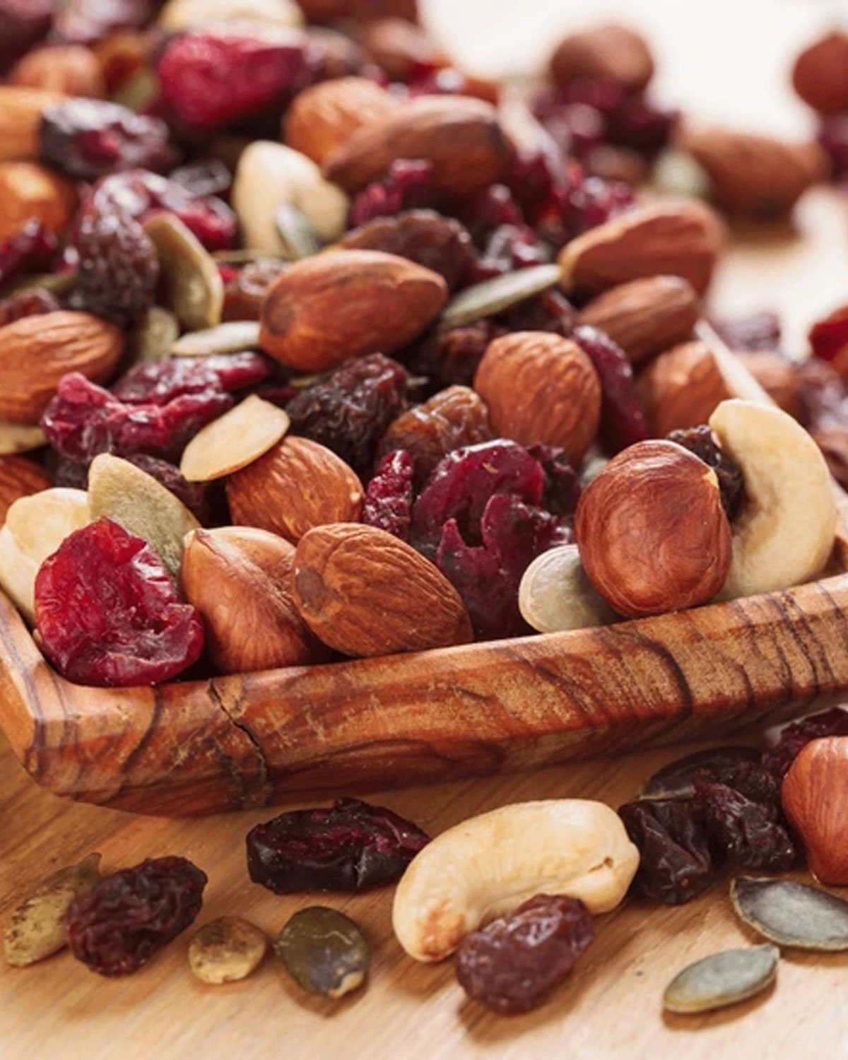 Assorted dry fruits, rice and spices